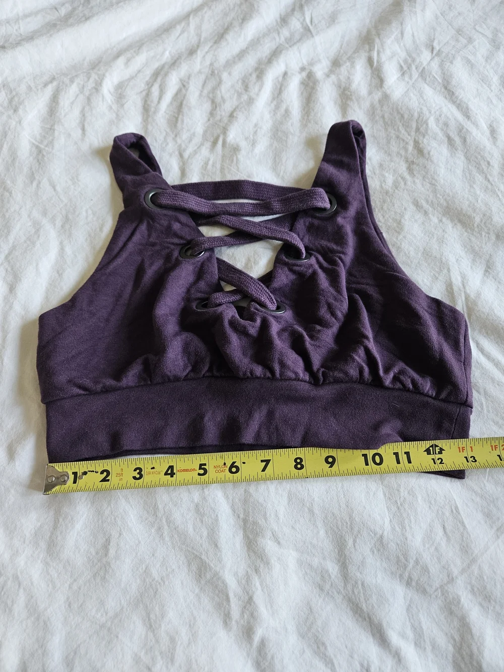 Alo Quest Yoga Lace-Up Crop Tank Top - Purple - Small